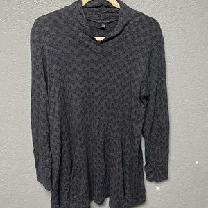 Lisa Bayne Charcoal Long Sleeve Tunic Swing Top Sz Large EUC